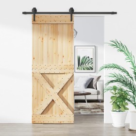 Sliding door with solid pine wood hardware 80x210 cm by vidaXL, Doors - Ref: Foro24-3203208, Price: 151,27 €, Discount: %