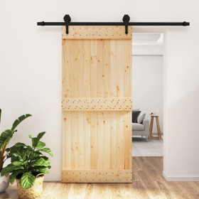 Puerta corredera con herrajes madera maciza de pino 95x210 cm de vidaXL, Puertas - Ref: Foro24-3203234, Precio: 168,14 €, Des...