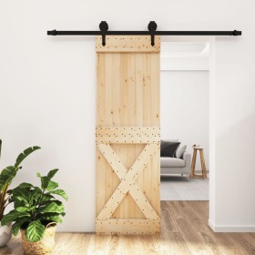 Puerta corredera con herrajes madera maciza de pino 70x210 cm de vidaXL, Puertas - Ref: Foro24-3203242, Precio: 159,90 €, Des...