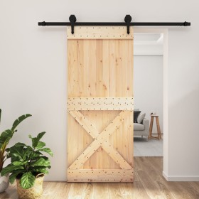 Sliding door with solid pine wood fittings 90x210 cm by vidaXL, Doors - Ref: Foro24-3203245, Price: 154,18 €, Discount: %