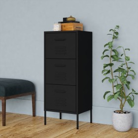 Black steel storage cabinet 42.5x35x101.5 cm by vidaXL, Lockers and storage cabinets - Ref: Foro24-336187, Price: 130,41 €, D...