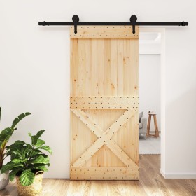 Puerta corredera con herrajes madera maciza de pino 95x210 cm de vidaXL, Puertas - Ref: Foro24-3203246, Precio: 192,86 €, Des...