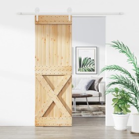 Puerta corredera con herrajes madera maciza de pino 70x210 cm de vidaXL, Puertas - Ref: Foro24-3203266, Precio: 159,99 €, Des...