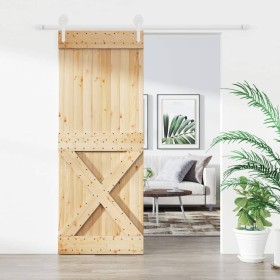 Puerta corredera con herrajes madera maciza de pino 80x210 cm de vidaXL, Puertas - Ref: Foro24-3203267, Precio: 166,51 €, Des...