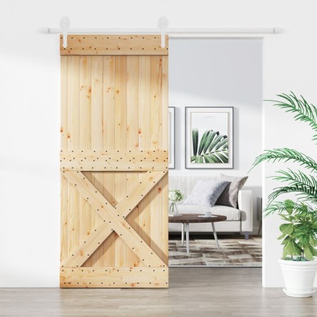 Sliding door with solid pine wood hardware 90x210 cm by vidaXL, Doors - Ref: Foro24-3203269, Price: 175,56 €, Discount: %