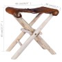 Folding stool made of genuine leather and solid teak wood by vidaXL, Folding stools and chairs - Ref: Foro24-288815, Price: 1...