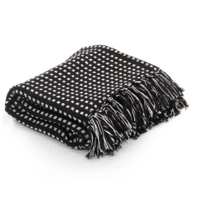 Black cotton checkered blanket 220x250 cm by vidaXL, Blankets - Ref: Foro24-245332, Price: 36,40 €, Discount: %