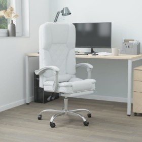 Silla de oficina reclinable masaje cuero sintético blanco de vidaXL, Sillas de oficina - Ref: Foro24-349692, Precio: 140,63 €...