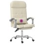 Silla de oficina reclinable masaje cuero sintético color crema de vidaXL, Sillas de oficina - Ref: Foro24-349710, Precio: 128...