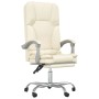 Silla de oficina reclinable masaje cuero sintético color crema de vidaXL, Sillas de oficina - Ref: Foro24-349680, Precio: 120...