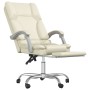 Silla de oficina reclinable masaje cuero sintético color crema de vidaXL, Sillas de oficina - Ref: Foro24-349680, Precio: 120...