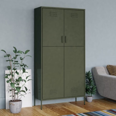 Olivgrüner Stahlschrank 90x50x180 cm von vidaXL, Kleiderschränke - Ref: Foro24-336243, Preis: 367,43 €, Rabatt: %