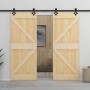 Puerta corredera con herrajes madera maciza de pino 90x210 cm de vidaXL, Puertas - Ref: Foro24-3057495, Precio: 218,27 €, Des...