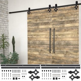 Black steel sliding door hardware kit 2 units 200 cm by vidaXL, doorframes - Ref: Foro24-3059841, Price: 123,30 €, Discount: %