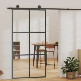 Puerta corredera con herrajes ESG vidrio y aluminio 102x205 cm de vidaXL, Puertas - Ref: Foro24-3081948, Precio: 246,01 €, De...