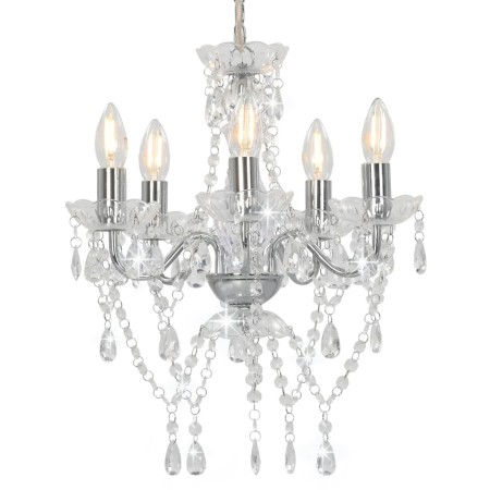 Chandelier with round silver crystal beads 5xE14 by vidaXL, Lamps - Ref: Foro24-281601, Price: 69,08 €, Discount: %