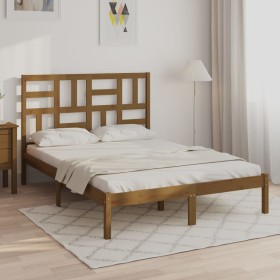 Estructura de cama madera maciza marrón miel 140x200 cm de vidaXL, Camas y somieres - Ref: Foro24-3105953, Precio: 148,99 €, ...