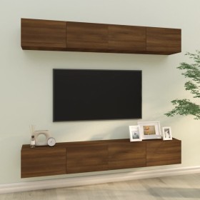 Muebles de TV 4 piezas marrón roble 100x30x30 cm de vidaXL, Muebles TV - Ref: Foro24-3114197, Precio: 264,20 €, Descuento: %