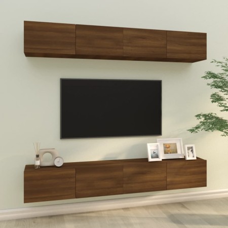 Muebles de TV 4 piezas marrón roble 100x30x30 cm de vidaXL, Muebles TV - Ref: Foro24-3114197, Precio: 264,31 €, Descuento: %