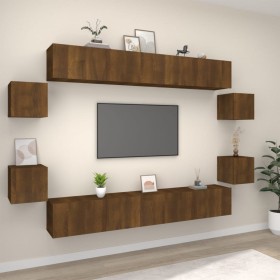 TV furniture set 8 pieces brown oak plywood by vidaXL, TV Furniture - Ref: Foro24-3114229, Price: 312,99 €, Discount: %