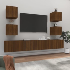 TV furniture set 6 pieces brown oak plywood by vidaXL, TV Furniture - Ref: Foro24-3114269, Price: 205,39 €, Discount: %