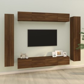 TV furniture set 8 pieces brown oak plywood by vidaXL, TV Furniture - Ref: Foro24-3114301, Price: 471,43 €, Discount: %