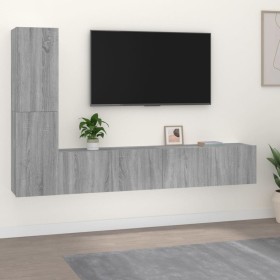 TV furniture set 4 pieces Sonoma gray plywood by vidaXL, TV Furniture - Ref: Foro24-3114316, Price: 132,99 €, Discount: %