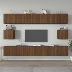 TV furniture set 6 pieces brown oak plywood by vidaXL, TV Furniture - Ref: Foro24-3114373, Price: 283,99 €, Discount: %