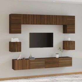 TV furniture set 8 pieces brown oak plywood by vidaXL, TV Furniture - Ref: Foro24-3114421, Price: 305,99 €, Discount: %