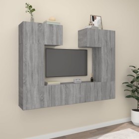 TV furniture set 6 pieces Sonoma gray plywood by vidaXL, TV Furniture - Ref: Foro24-3114460, Price: 217,53 €, Discount: %