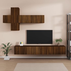 TV furniture set 7 pieces brown oak plywood by vidaXL, TV Furniture - Ref: Foro24-3114525, Price: 238,61 €, Discount: %