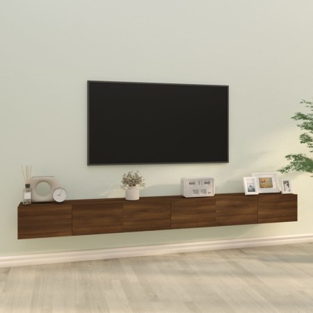 TV furniture set 3 pieces brown oak plywood by vidaXL, TV Furniture - Ref: Foro24-3114485, Price: 178,12 €, Discount: %