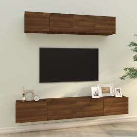 TV furniture set 4 pieces oak brown plywood by vidaXL, TV Furniture - Ref: Foro24-3114541, Price: 225,54 €, Discount: %