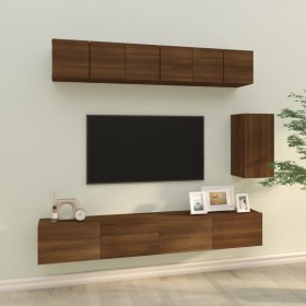 TV furniture set 6 pieces brown oak plywood by vidaXL, TV Furniture - Ref: Foro24-3114621, Price: 276,99 €, Discount: %