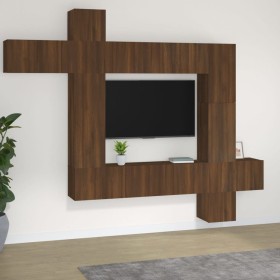 TV furniture set 9 pieces brown oak plywood by vidaXL, TV Furniture - Ref: Foro24-3114661, Price: 413,01 €, Discount: %