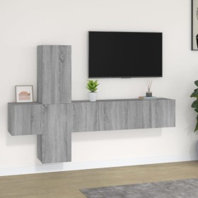 TV furniture set 5 pieces Sonoma gray plywood by vidaXL, TV Furniture - Ref: Foro24-3120222, Price: 160,99 €, Discount: %