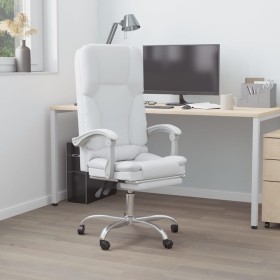 Silla de oficina reclinable masaje cuero sintético blanco de vidaXL, Sillas de oficina - Ref: Foro24-349682, Precio: 137,17 €...