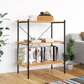 3-level black and oak shelving unit 80x40x92 cm by vidaXL, Bookcases and shelves - Ref: Foro24-336340, Price: 67,87 €, Discou...