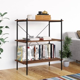 3-tier black and dark wood shelving unit 80x40x92 cm by vidaXL, Bookcases and shelves - Ref: Foro24-336341, Price: 76,99 €, D...