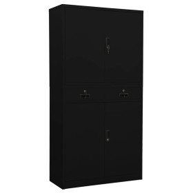 Black steel office cabinet 90x40x180 cm by vidaXL, Lockers and storage cabinets - Ref: Foro24-336419, Price: 233,99 €, Discou...