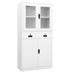 Armario oficina acero vidrio templado blanco 90x40x180 cm de vidaXL, Taquillas y armarios de almacenamiento - Ref: Foro24-336...