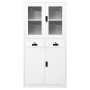 White tempered glass steel office cabinet 90x40x180 cm by vidaXL, Lockers and storage cabinets - Ref: Foro24-336421, Price: 3...