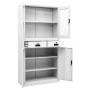 White tempered glass steel office cabinet 90x40x180 cm by vidaXL, Lockers and storage cabinets - Ref: Foro24-336421, Price: 3...