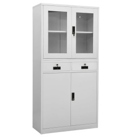 Light gray tempered glass steel office cabinet 90x40x180cm by vidaXL, Lockers and storage cabinets - Ref: Foro24-336422, Pric...