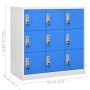 Light gray and blue steel locker cabinet 90x45x92.5 cm by vidaXL, Lockers and storage cabinets - Ref: Foro24-336441, Price: 2...