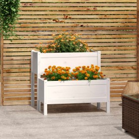 Jardinera madera maciza de pino blanco 84,5x84x75 cm de vidaXL, Maceteros y jardineras - Ref: Foro24-822258, Precio: 95,09 €,...