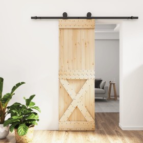 Puerta corredera con herrajes madera maciza de pino 70x210 cm de vidaXL, Puertas - Ref: Foro24-3203076, Precio: 163,14 €, Des...