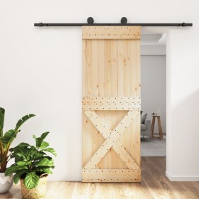 Puerta corredera con herrajes madera maciza de pino 80x210 cm de vidaXL, Puertas - Ref: Foro24-3203077, Precio: 153,27 €, Des...