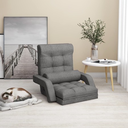 Folding floor chair with bed function in light gray fabric by vidaXL, Floor chairs - Ref: Foro24-336521, Price: 118,58 €, Dis...