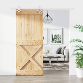 Sliding door with solid pine wood hardware 85x210 cm by vidaXL, Doors - Ref: Foro24-3203193, Price: 172,18 €, Discount: %